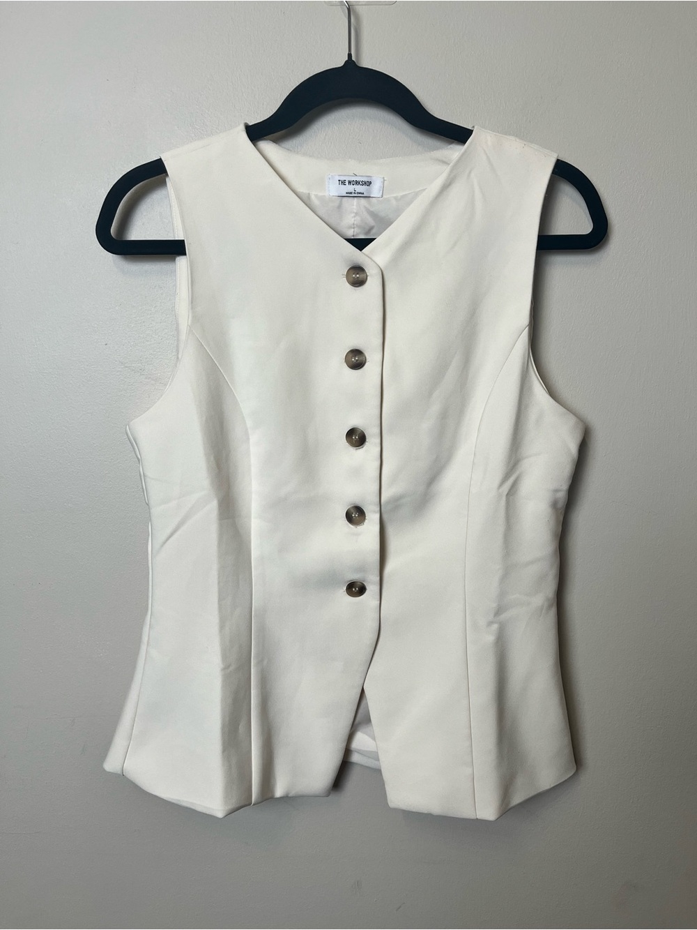 The Workshop Republic Clothing Cream Tailored Button Vest